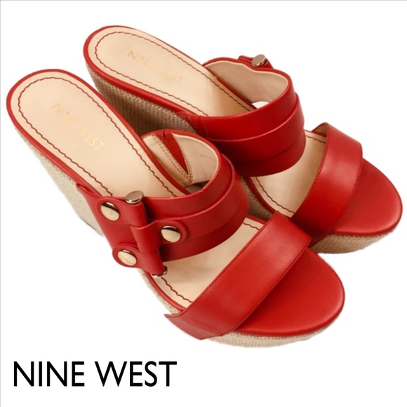 NINE WEST Shoes - NEW Nine West LARA Wedges Red Vegan Leather Sz. 7